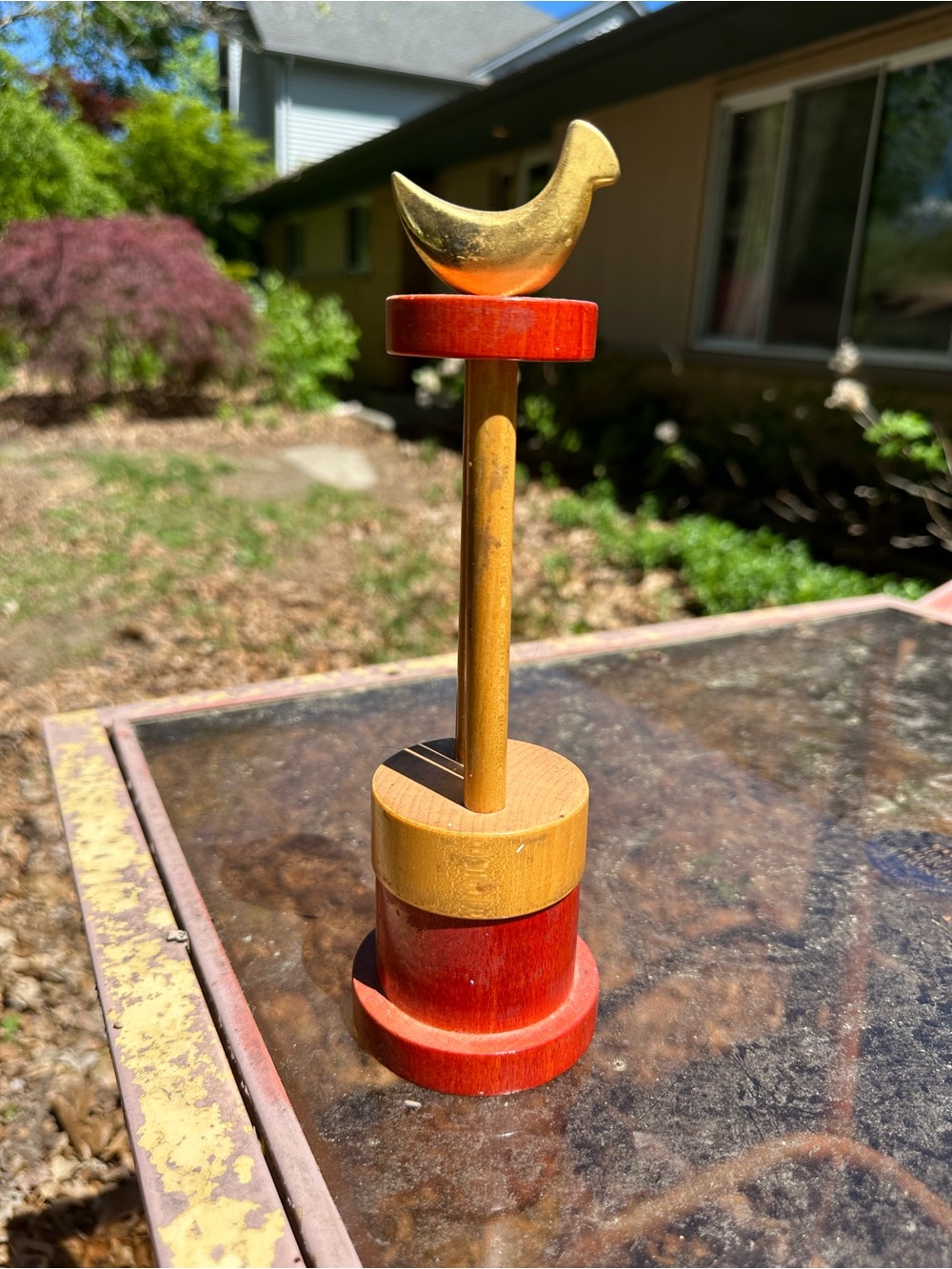 Decorative Wooden Pepper Grinder in Red and Gold